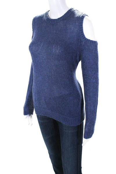 Acrobat Women's Long Sleeve Cold Shoulder Crewneck Sweater Blue Size M