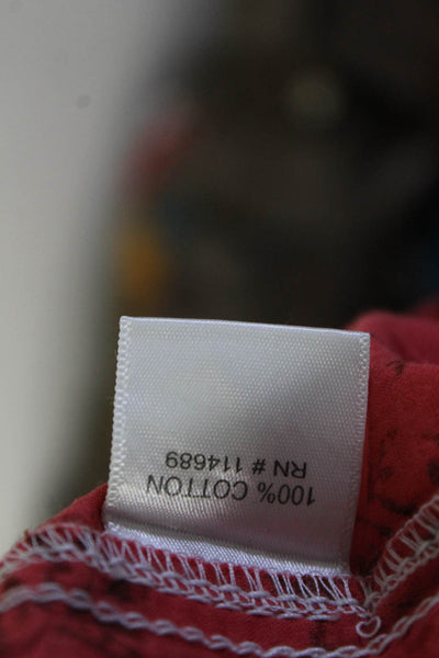 Cino Women's Damask Print Collared Button Down Shirt Red Size XS