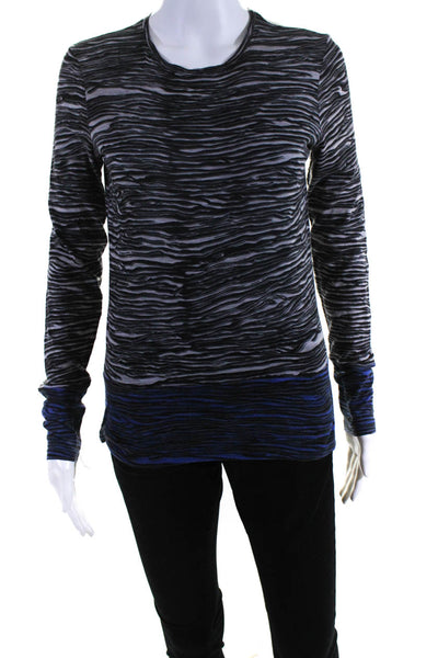 Proenza Schouler Womens Long Sleeve Printed Shirt Gray Black Blue Cotton Size XS