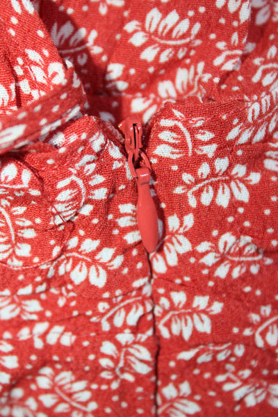 Cindi Gindi Women's Floral Long Sleeve V Neck Ruffle Mini Dress Red Size M