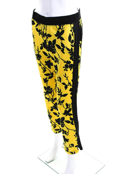 Pam & Gela Women's Floral Print Straight Leg Casual Pants Yellow Size S