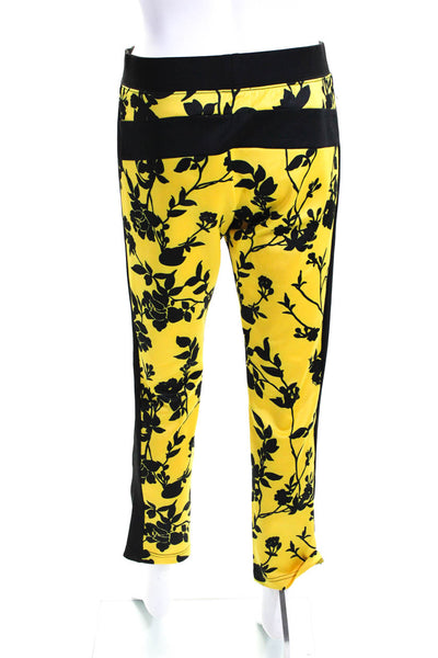 Pam & Gela Women's Floral Print Straight Leg Casual Pants Yellow Size S