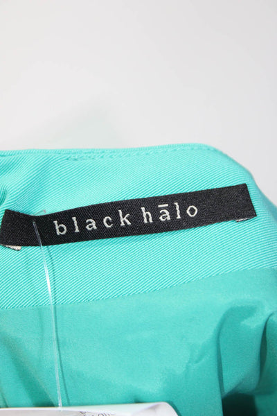 Black Halo Womens Back Zip Cap Sleeve Belted Sheath Dress Seafoam Green Size 10
