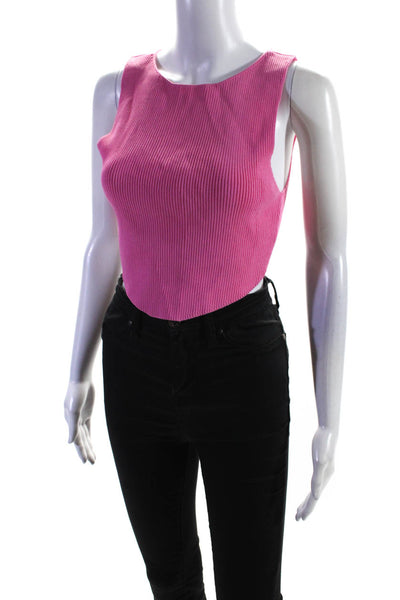 Bec & Bridge Womens Sleeveless Ribbed Asymmetrical Hem Tank Top Pink Size 6