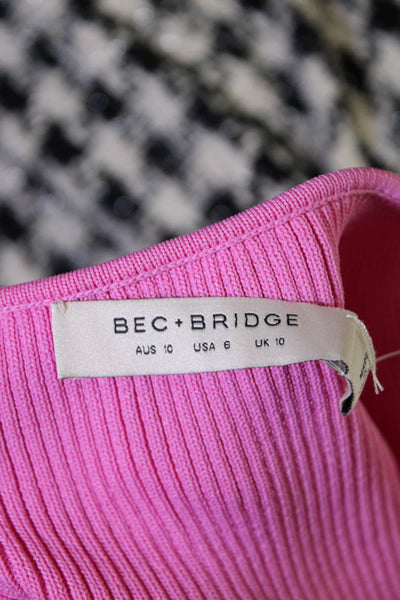 Bec & Bridge Womens Sleeveless Ribbed Asymmetrical Hem Tank Top Pink Size 6