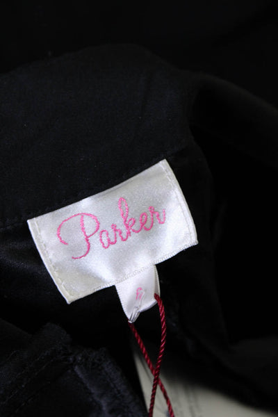 Parker Womens Silk Tapered Ruched Hem Hook Pile & Tape Dress Pants Black Size 6