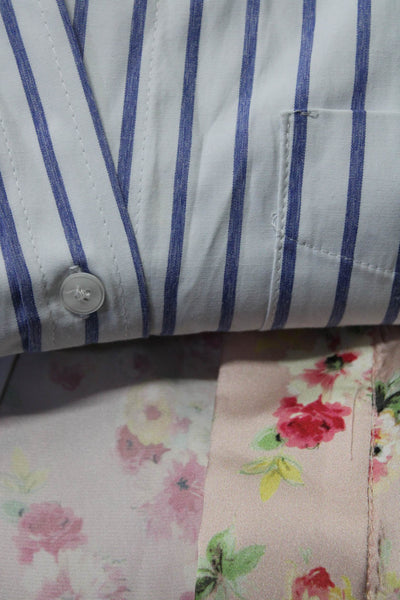 Zara Womens Long Sleeved Button Down Shirt Robe Blue White Pink Size XS M Lot 2