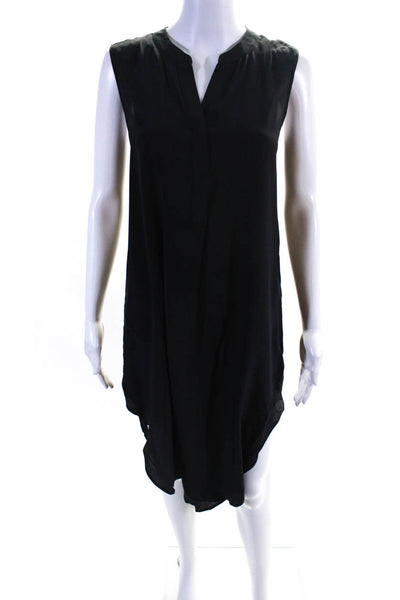 Acrobat Womens Silk Crepe V-Neck Sleeveless Knee Length Shirt Dress Black Size S