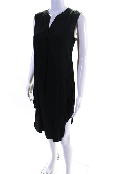 Acrobat Womens Silk Crepe V-Neck Sleeveless Knee Length Shirt Dress Black Size S