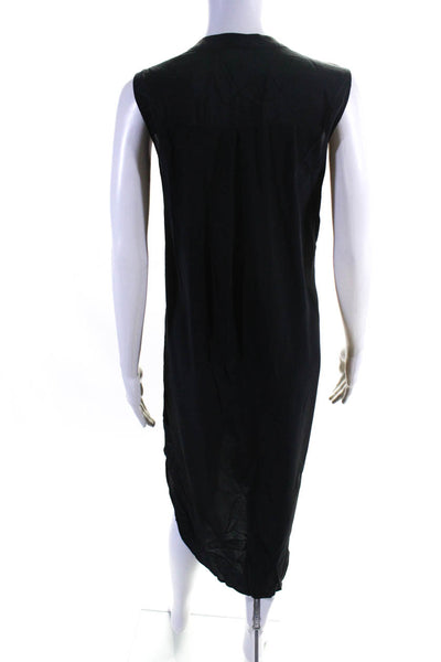 Acrobat Womens Silk Crepe V-Neck Sleeveless Knee Length Shirt Dress Black Size S