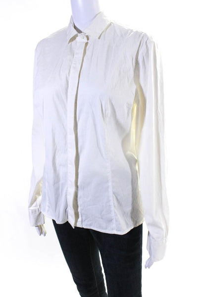 Brunello Cucinelli Womens Long Sleeves Button Down Shirt White Cotton Size Large