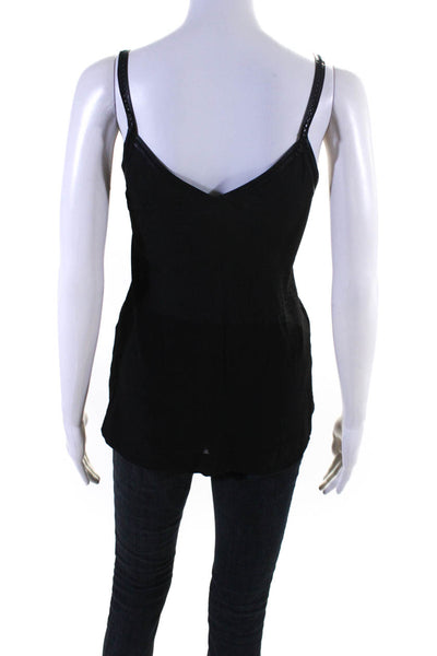 Maje Womens Textured Sleeveless V-Neck Camisole Blouse Top Black Size M