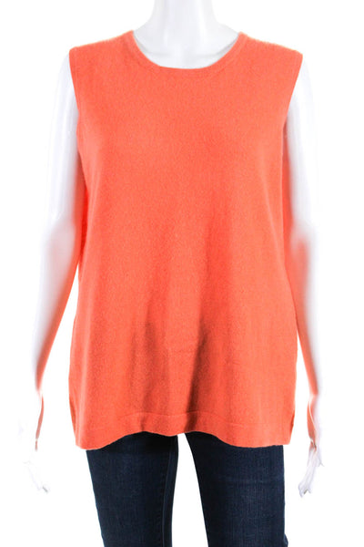 Wendy B Womens Cashmere Sleeveless Round Neck Tank Sweater Vest Orange Size L