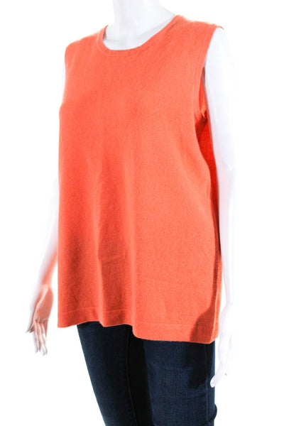 Wendy B Womens Cashmere Sleeveless Round Neck Tank Sweater Vest Orange Size L