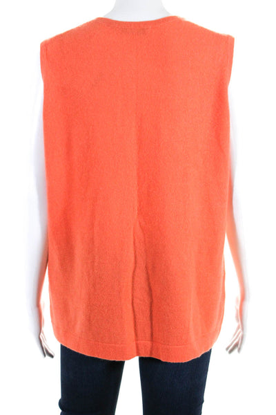 Wendy B Womens Cashmere Sleeveless Round Neck Tank Sweater Vest Orange Size L