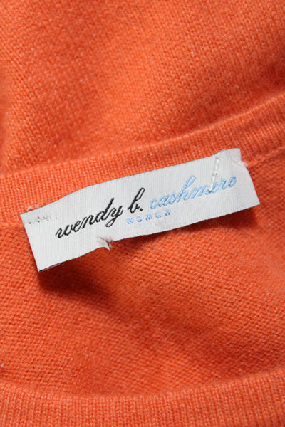 Wendy B Womens Cashmere Sleeveless Round Neck Tank Sweater Vest Orange Size L