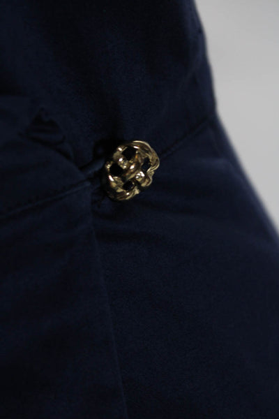 Elizabeth McKay Womens Ruffled Short Sleeved Buttoned Wrap Dress Blue Size 6
