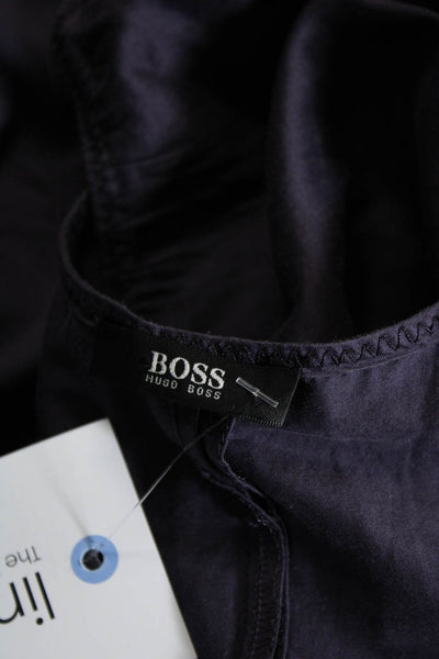 Boss Hugo Boss Womens Long Sleeved Scoop Neck Tied Waist Dress Purple Size 6