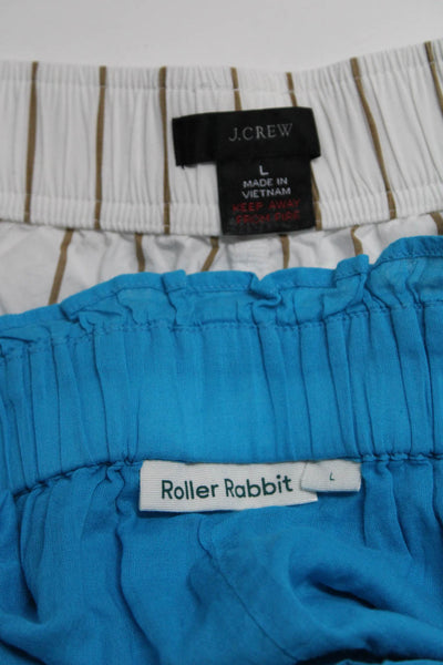 Roller Rabbit J Crew Womens Elastic Waist Striped Shorts Blue White Large Lot 2