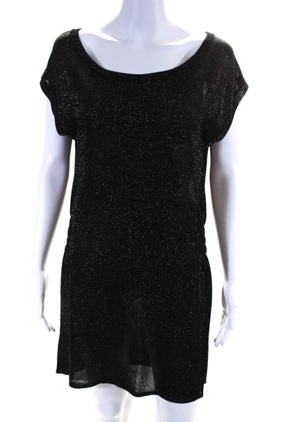 APC Women's Round Neck Sleeveless Glitter Mini Dress Black Size XS