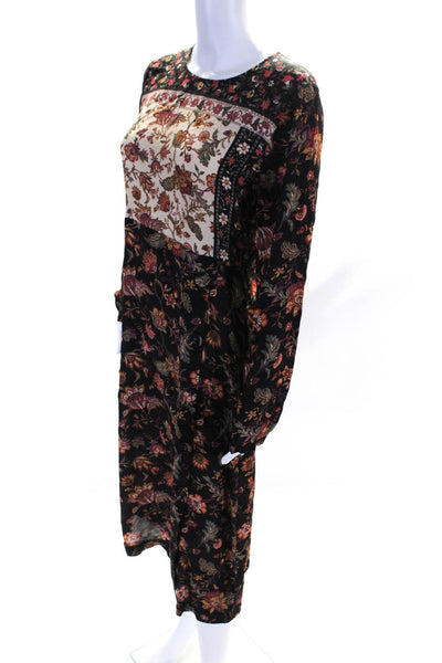 Kachel Women's Round Neck Long Sleeves Button Down Long Dress Floral Size 6