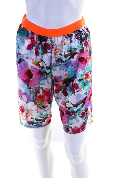 Kolor Womens Elastic Waistband Floral Satin Shorts Multicolored Size 2