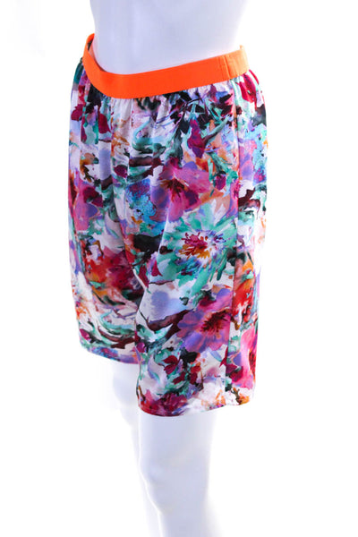 Kolor Womens Elastic Waistband Floral Satin Shorts Multicolored Size 2