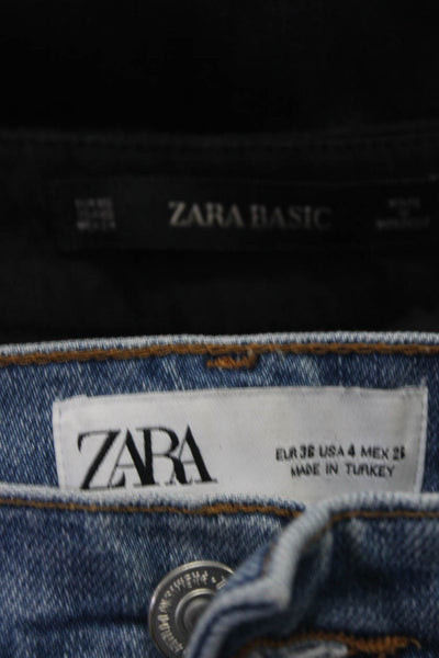 Zara Womens Skinny Leg Jeans Blue Black Pants Size 4 Extra Small Lot 2