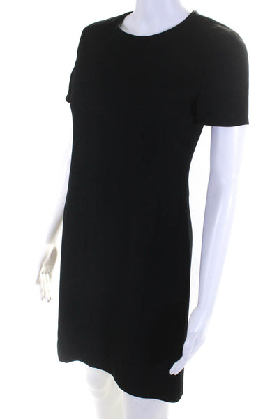 Theory Womens Short Sleeve Round Neck Zip Up Sheath Dress Black Size 2