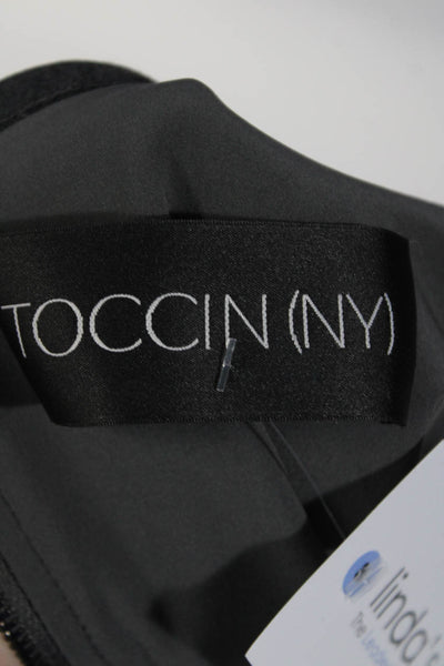 Toccin Womens Ruched Waist Half Puff Sleeve Mini Pencil Dress Dark Gray Size 4