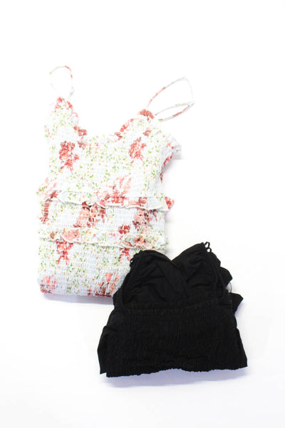 Zara Womens Smocked Floral Sheath Dress Puff Sleeve Crop Top Size XS Lot 2