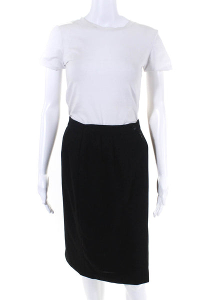 Giorgio Armani Le Collezioni Womens Black Wool Lined Pencil Skirt Size 12