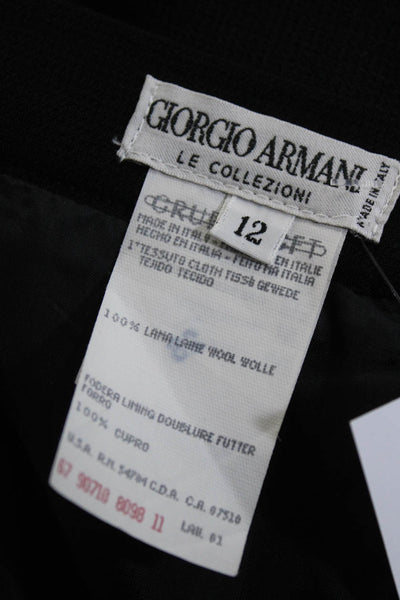 Giorgio Armani Le Collezioni Womens Black Wool Lined Pencil Skirt Size 12