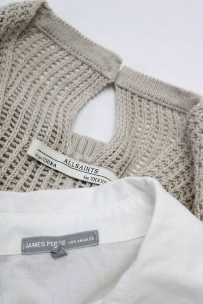 Allsaints James Perse Womens Knit Cowl Neck Sweater Shirt Beige Size 2 4 Lot 2
