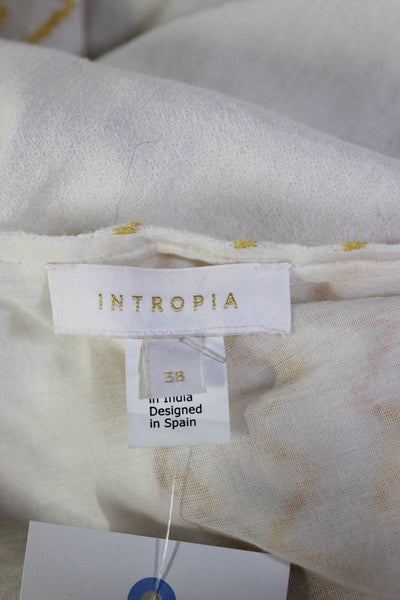 Intropia Womens Pom Pom V Neck A Line Dress White Yellow Size EUR 38