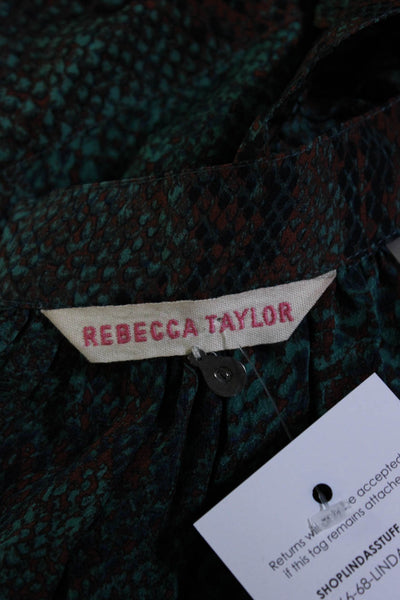 Rebecca Taylor Womens Snakeskin Print Mini Skater Skirt Turquoise Brown Size 0