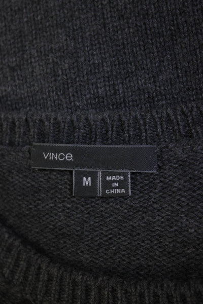 Vince Womens Crew Neck Long Sleeves Sweater Green Gray Wool Size Medium