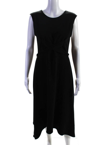 Seventy Women's Round Neck Sleeveless Tie Waist Maxi Dress Black Size 21