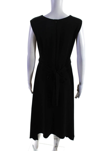 Seventy Women's Round Neck Sleeveless Tie Waist Maxi Dress Black Size 21