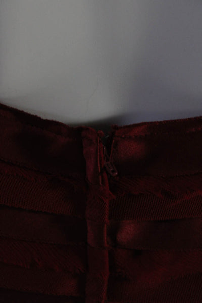 BCBGMAXAZRIA  Women's Square Neck Spaghetti Straps Tiered Maxi Dress Red Size 12