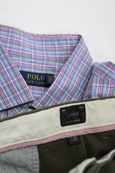 Polo Ralph Lauren J Crew Mens Cotton Shirt Pants Multicolor Size 16.5 36 Lot 2