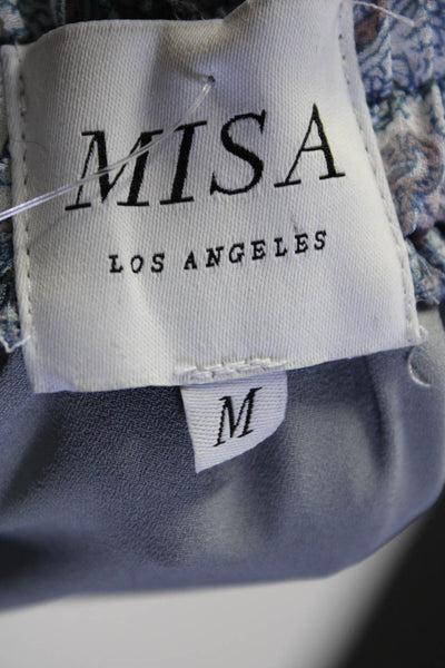 Misa Womens Chiffon Paisley Elastic Waist A-Line Midi Skirt Blue Size M