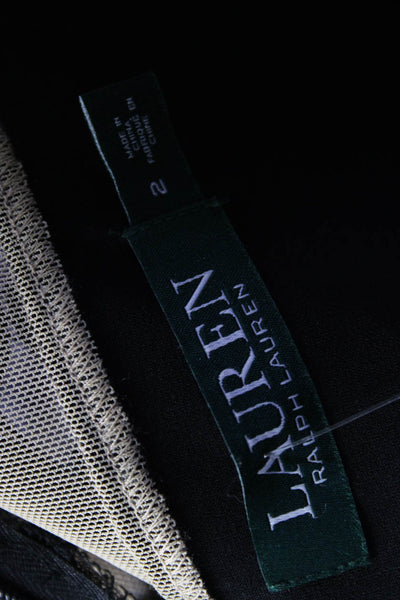 Lauren Ralph Lauren Womens Back Zip Embroidered Overlay Dress Black Size 2