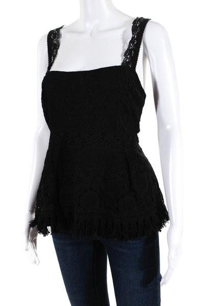 Nanette Lepore Women's Scoop Neck Sleeveless Lace Blouse Black Size 12