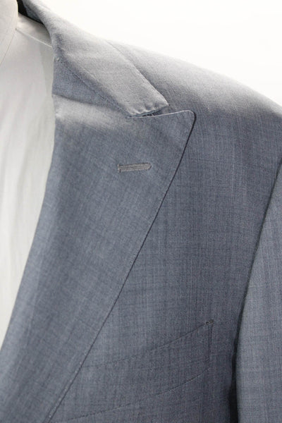 Canali Mens Peak Lapel Two Button Woven Blazer Jacket Light Gray Wool Size IT 52