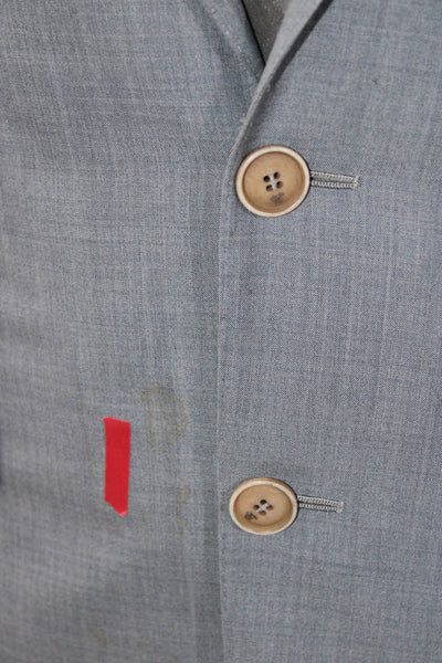 Canali Mens Peak Lapel Two Button Woven Blazer Jacket Light Gray Wool Size IT 52