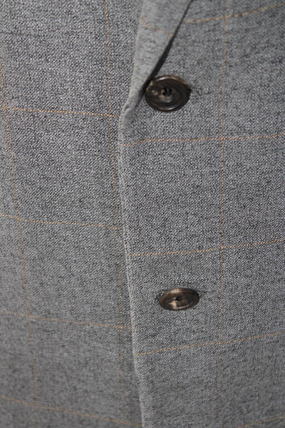 Hickey Freeman Mens Gray Silk Wool Two Button Long Sleeve Blazer Size 44L