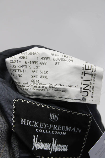 Hickey Freeman Mens Gray Silk Wool Two Button Long Sleeve Blazer Size 44L