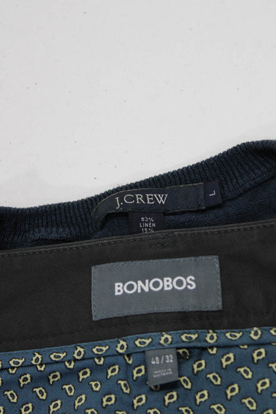 J Crew Bonobos Mens Linen Textured Sweater Dress Pants Blue Size 48 L Lot 2