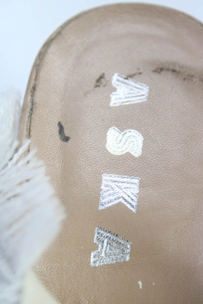 Aska Womens Fringe Metallic Woven Strappy Heel Sandals Gold Tone White Size 7.5